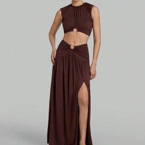 2 piece Elegant Brown Maxi Skirt